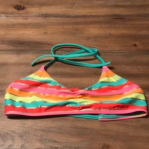 colorful striped bikini top